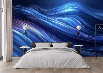 A mesmerizing abstract design showcasing fluid blue waves with smooth gradients and dynamic movement, perfect for digital backgrounds. Wall mural