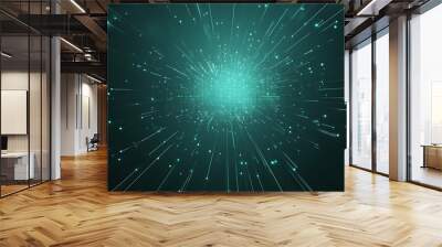 A mesmerizing burst of light particles radiating from a central point, creating a sense of motion and depth in digital art. Wall mural