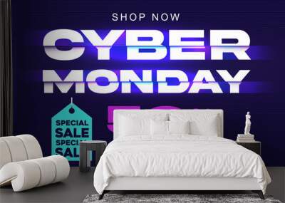 Cyber Monday Tech Style Banner Wall mural