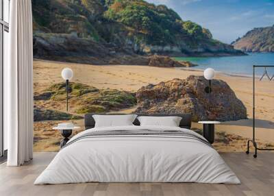 Natural landscape of the Sunny Cove beach in Salcombe, UK Wall mural