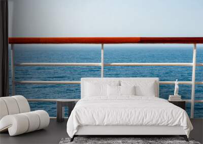 railing on the cruise with sea in background. Wall mural