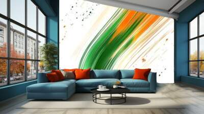 Vibrant abstract design with flowing orange and green waves. Wall mural