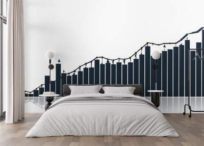 Bar graph showing a significant increase in market performance, with a sudden rise in stock values. Wall mural