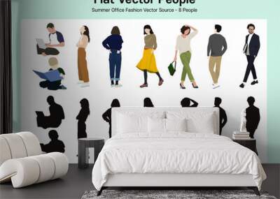 Summer Office Fashion Vector Source - 8 People Wall mural