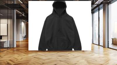 blank hoodie sweatshirt color black front view on white background Wall mural