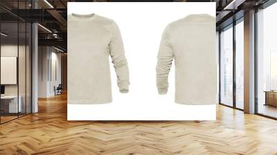 Blank long sleeve T Shirts color sand on invisible mannequin template front and back view on white background
 Wall mural