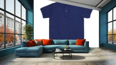 Blank Polo shirt color navy front view on white background Wall mural