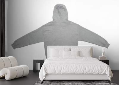 spread out blank hoodie sweatshirt color grey back view on white background Wall mural