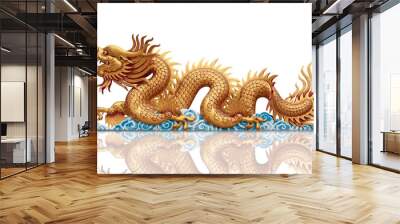 golden Dragon on white background Wall mural