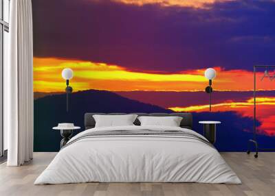 Beautiful sunrise view of the mountain Wall mural