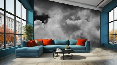 Puffy clouds in black and white Wall mural