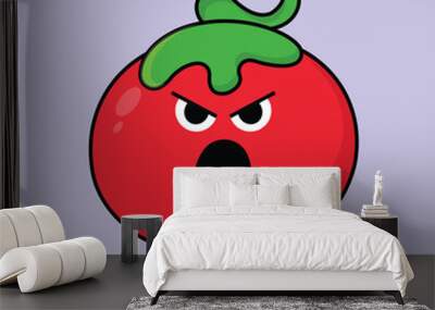 tomato vegetable cartoon vector illustration. vegetable concept with angry expression. flat cartoon style Wall mural