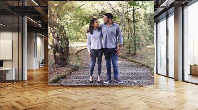 Boyfriend and Girlfriend in a Park - Hug Wall mural