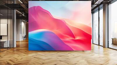 Soft blue and red gradients adorn the abstract backdrop resembling the shiny Apple wallpaper on macos. Wall mural