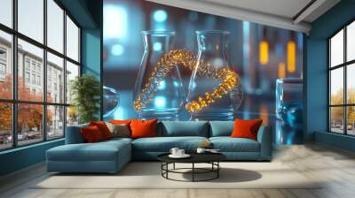 3D visualization of the collagen triple helix in a lab setting, crucial for beauty and health research Wall mural