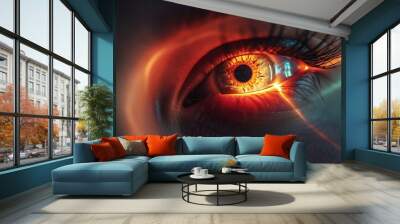 patienta??s eye under laser guidance. Wall mural