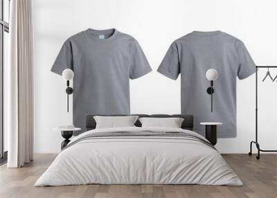 Grey kids t-shirt front and back mock-up isolated on white background with clipping path. Wall mural