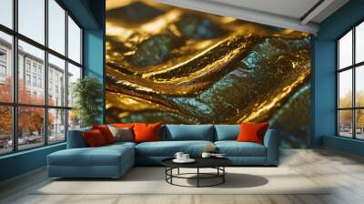 Metallic and shiny yellow texture background Wall mural