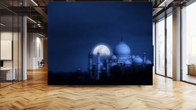 Night view of The Taj Mahal, Agra, Uttar Pradesh, India Wall mural