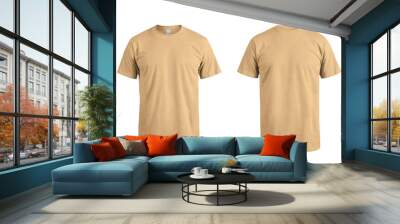 Tan men's classic t-shirt t shirt isolated on white Wall mural