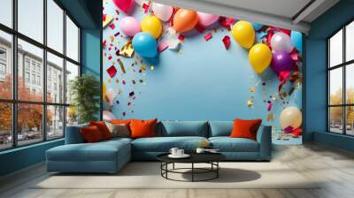 balloons and confetti Wall mural