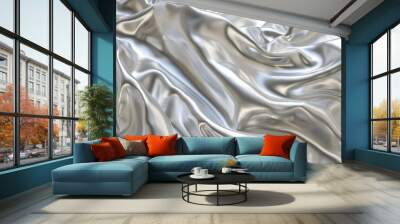 Pure silver texture with a cold, metallic sheen and smooth polish. Wall mural