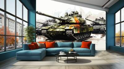 Military tank isolated Wall mural