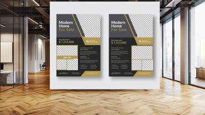 Real Estate dark flyer design template with black and gold color Wall mural