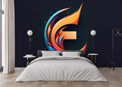 a close up of a colorful letter e with a dark background Wall mural