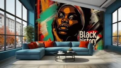 Black Woman Black History Month grunge design Wall mural