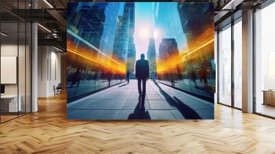 business as you witness the ever - changing landscape of a dynamic corporate environment. The scene is filled with energy and vibrancy, Generative AI Wall mural