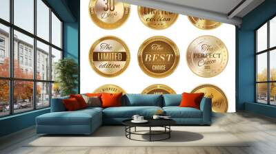 Golden labels set Wall mural