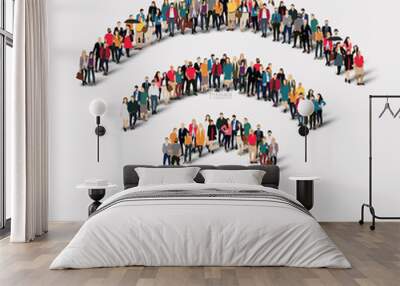 group  people   sign  Wi fi. Wall mural