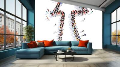 People in the shape of arrows. Wall mural