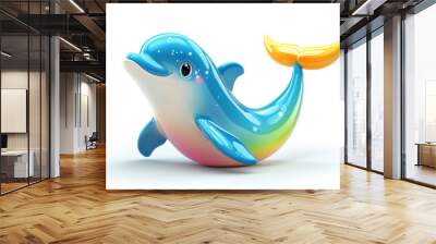 Cute dolphin cartoon isolated on white background Wall mural