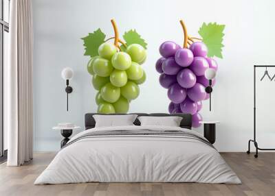 grapes cartoon fruit vegetables isolated on white background Wall mural