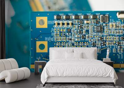 Electronic motherboard and isometric processor and microchip Wall mural