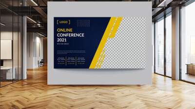 Webinar conference web banner design or social media horizontal banner template. online Business invitation and poster business meeting banner design Wall mural