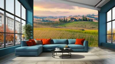 Panoramic view of  Tuscany countryside landscape Wall mural