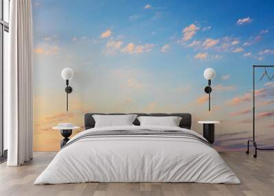 Pastel Sunset Sunrise sky with light clouds Wall mural