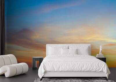 Real panoramic sunrise sundown sky with gentle colorful clouds Wall mural