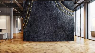 Black jeans fabric with pocket Wall mural