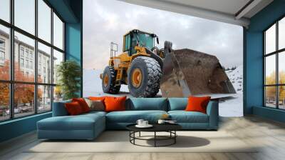 Wheel Loader at Winter Sand Pit Wall mural