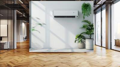 Air conditioner hanging on the wall of a  bright room with furniture and indoor plants Wall mural