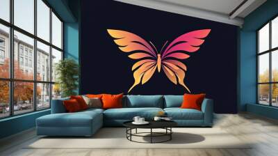 Butterfly logo on isolated background Wall mural