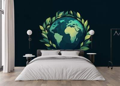 Earth Day Logo, Planet Ecology and Care Wall mural