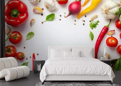 Frame of vegetables on isolated background Wall mural