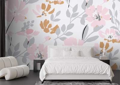 delicate beautiful feminine seamless pattern with wildflowers Wall mural