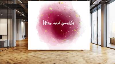 Wine watercolour stain in abstract style on light background. Party celebration background template design. Alcohol vector background. Drink menu. Wall mural