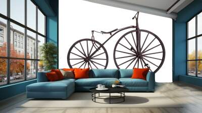 old style bicycle isolated on a white background Wall mural